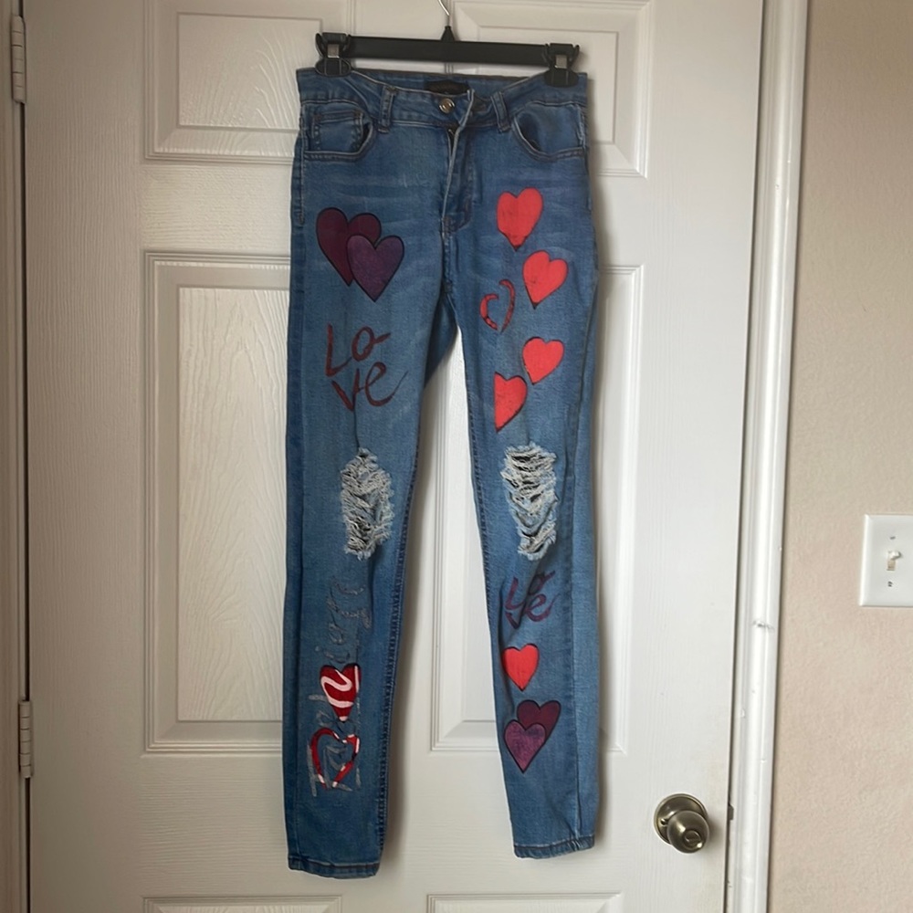 COPY - Love embossed Denim Jeans Women’s Small